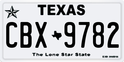 TX license plate CBX9782