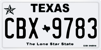 TX license plate CBX9783