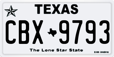 TX license plate CBX9793