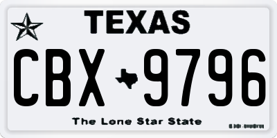 TX license plate CBX9796