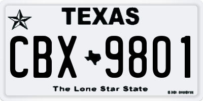 TX license plate CBX9801
