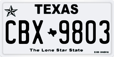 TX license plate CBX9803