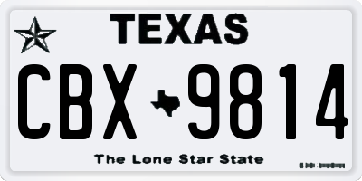TX license plate CBX9814