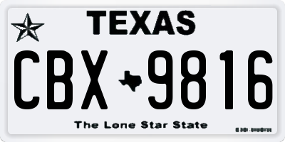 TX license plate CBX9816