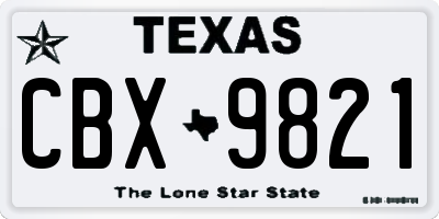 TX license plate CBX9821
