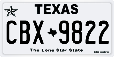 TX license plate CBX9822