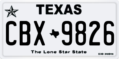TX license plate CBX9826