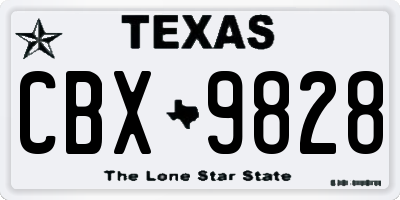 TX license plate CBX9828
