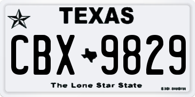 TX license plate CBX9829