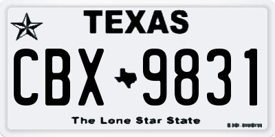 TX license plate CBX9831
