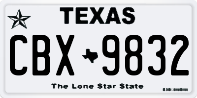 TX license plate CBX9832