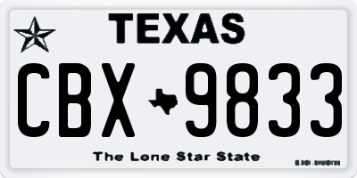 TX license plate CBX9833