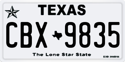TX license plate CBX9835