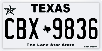 TX license plate CBX9836