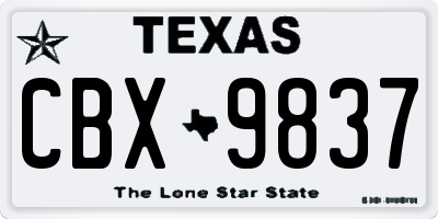 TX license plate CBX9837