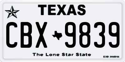 TX license plate CBX9839