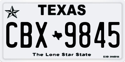 TX license plate CBX9845