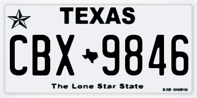 TX license plate CBX9846