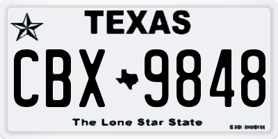 TX license plate CBX9848