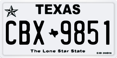 TX license plate CBX9851