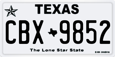 TX license plate CBX9852