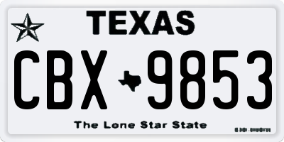 TX license plate CBX9853