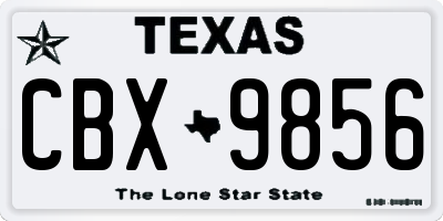 TX license plate CBX9856