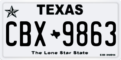 TX license plate CBX9863