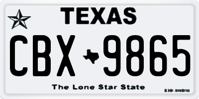 TX license plate CBX9865