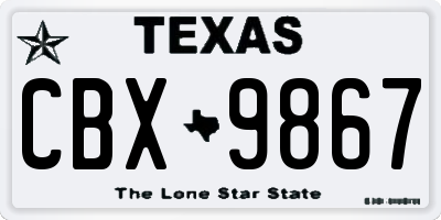 TX license plate CBX9867