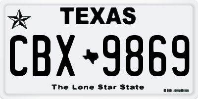 TX license plate CBX9869