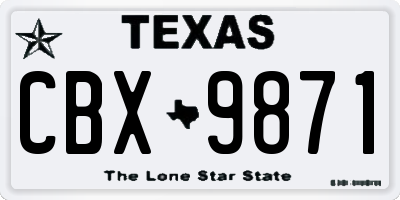 TX license plate CBX9871