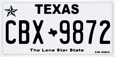 TX license plate CBX9872
