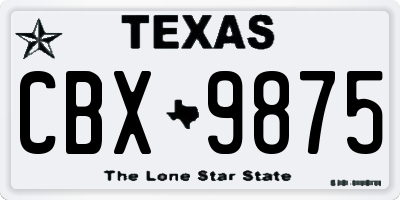 TX license plate CBX9875