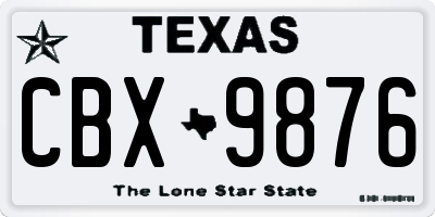 TX license plate CBX9876