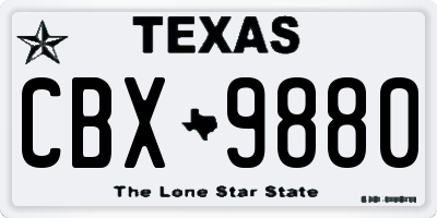 TX license plate CBX9880