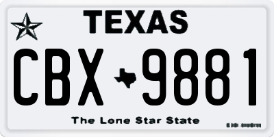 TX license plate CBX9881