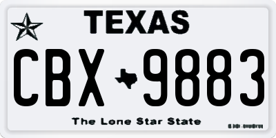TX license plate CBX9883