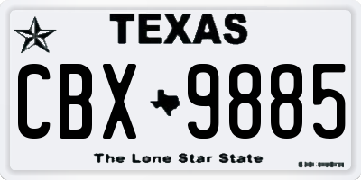 TX license plate CBX9885