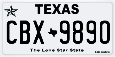 TX license plate CBX9890
