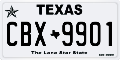 TX license plate CBX9901
