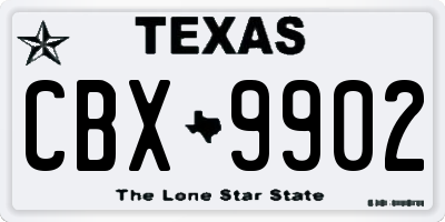 TX license plate CBX9902