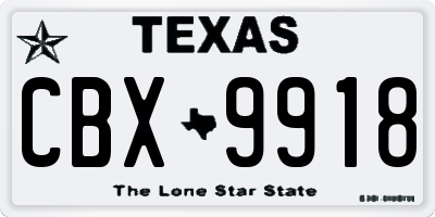 TX license plate CBX9918
