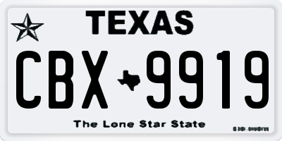 TX license plate CBX9919