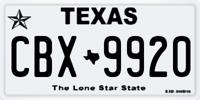 TX license plate CBX9920