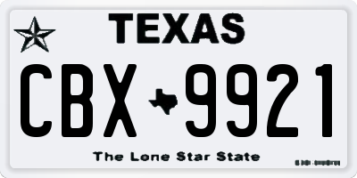 TX license plate CBX9921