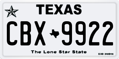TX license plate CBX9922