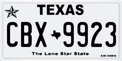 TX license plate CBX9923