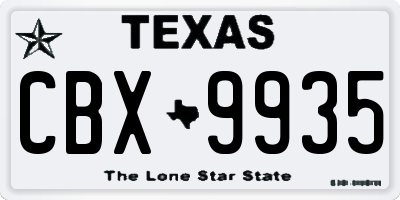 TX license plate CBX9935