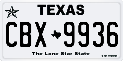 TX license plate CBX9936